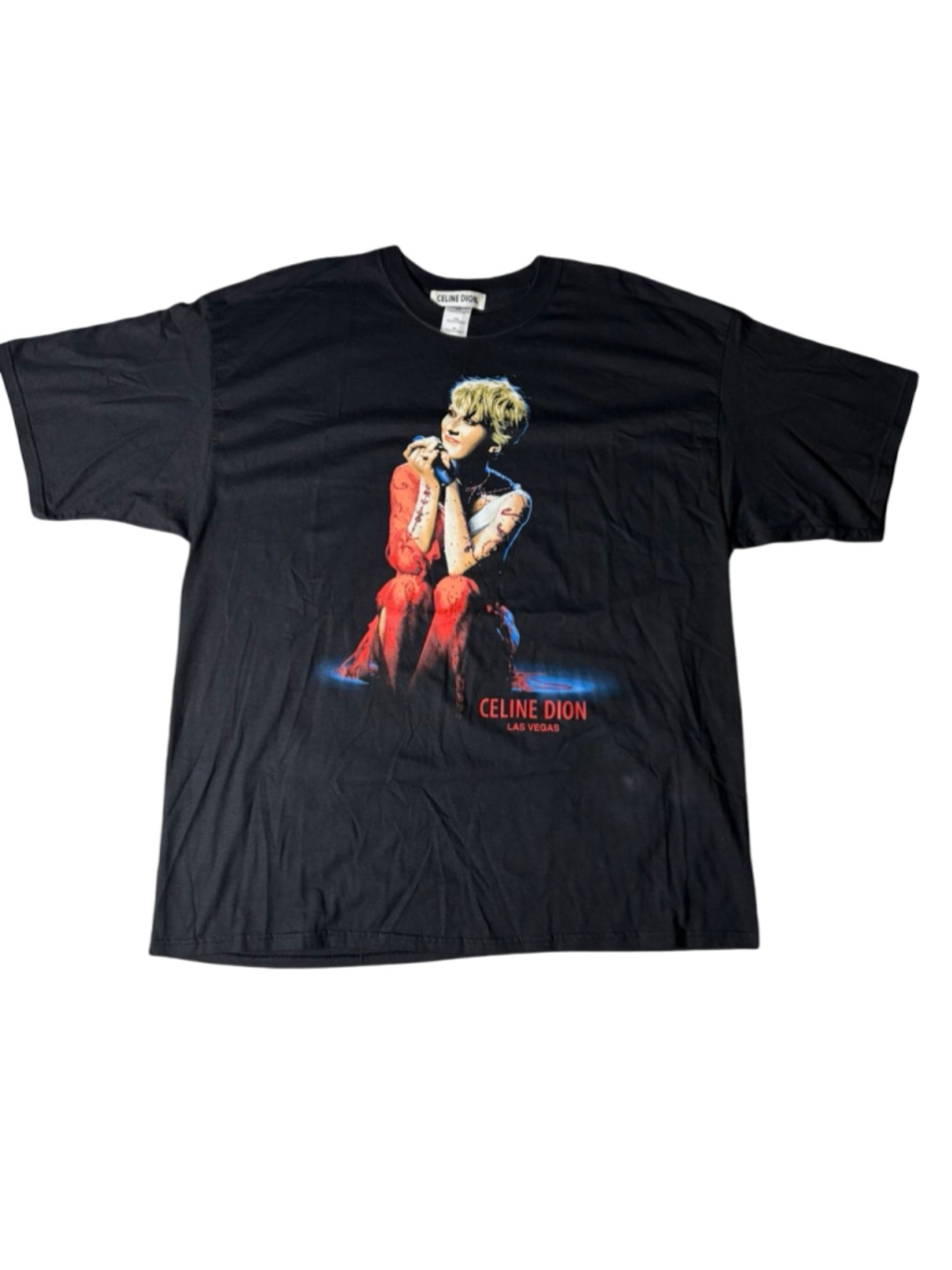 Vintage Y2K Celine Dion Las Vegas Concert Graphic T-Shirt Black XL